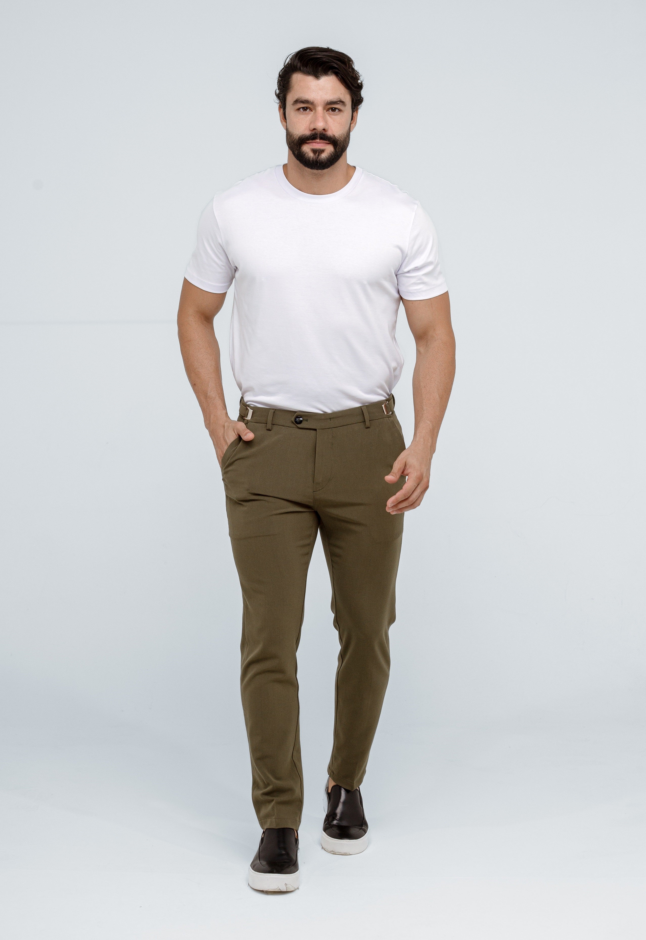 Calça Alfaiataria Atenas Slim Zeus - Verde Militar