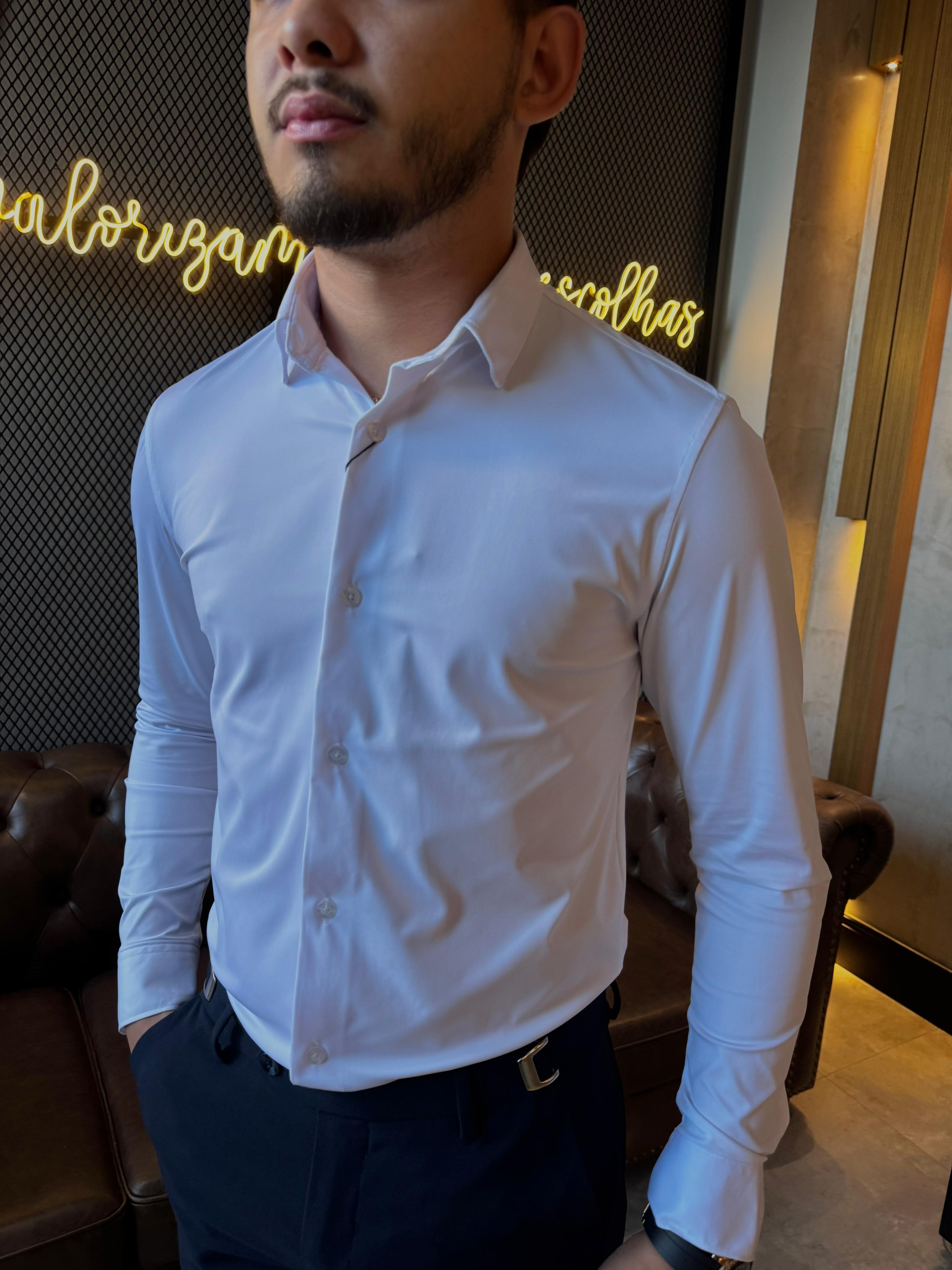 Camisa Social Zeus M/L Poliamida - Branco