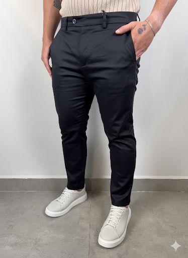 Calça Sarja Zeus Harbin Cetim - Preto
