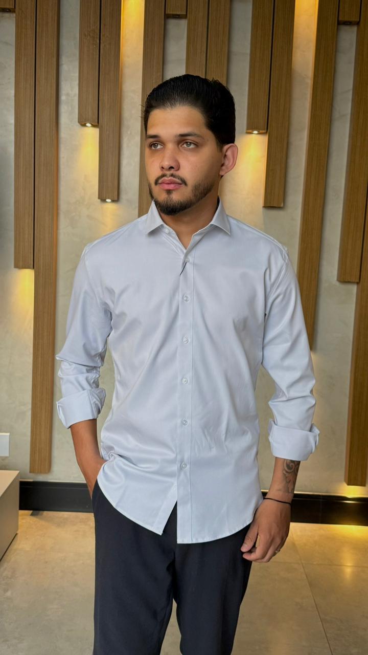 Camisa Social V M/L Fibra De Bambu - Azul Claro