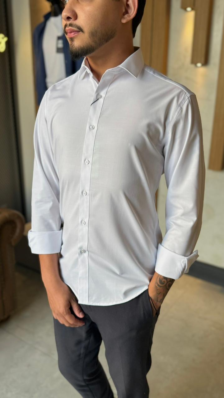 Camisa Social V M/L Fibra De Bambu - Branco