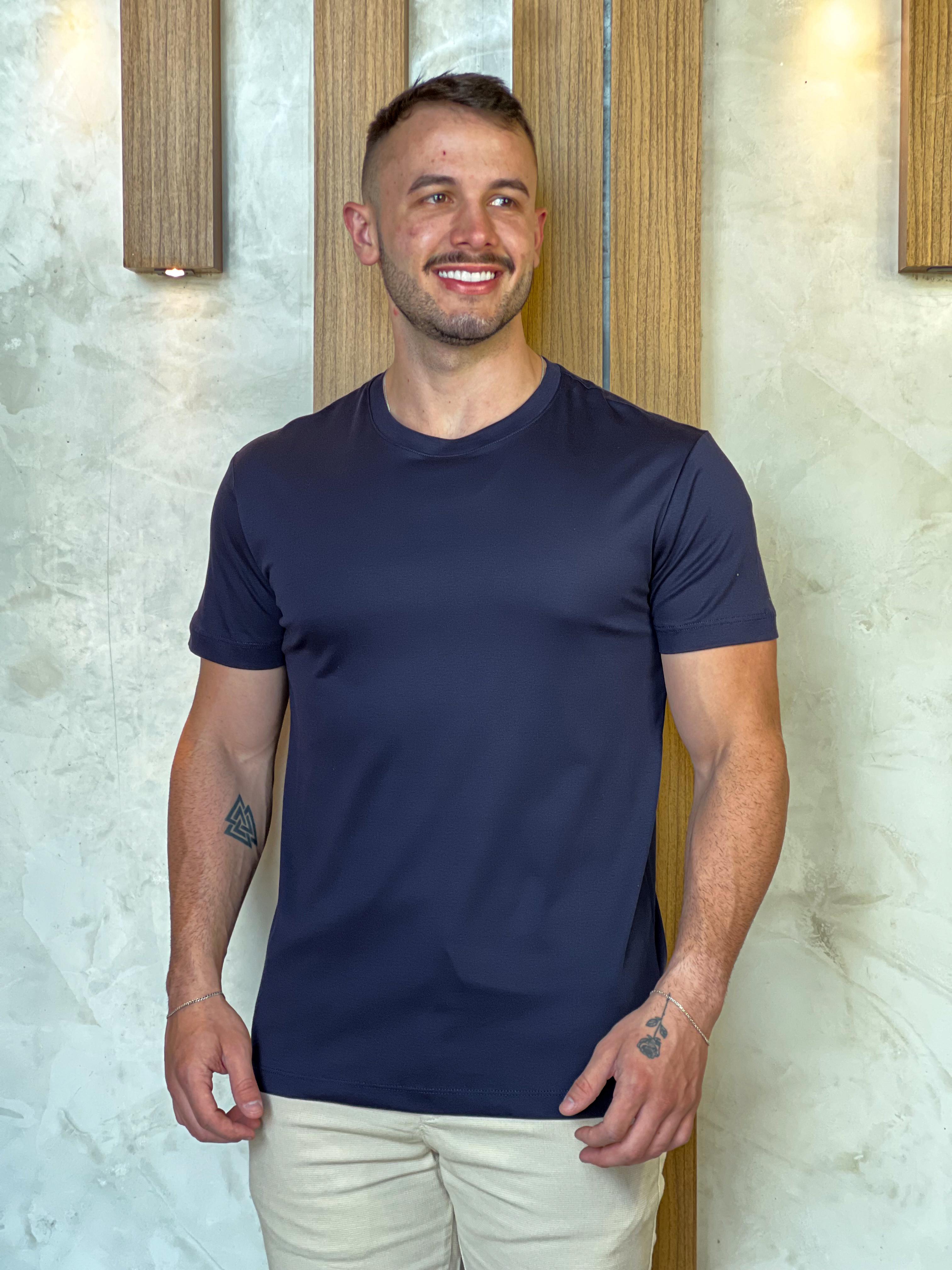 Camiseta Interlock Pima Zeus - Azul Marinho