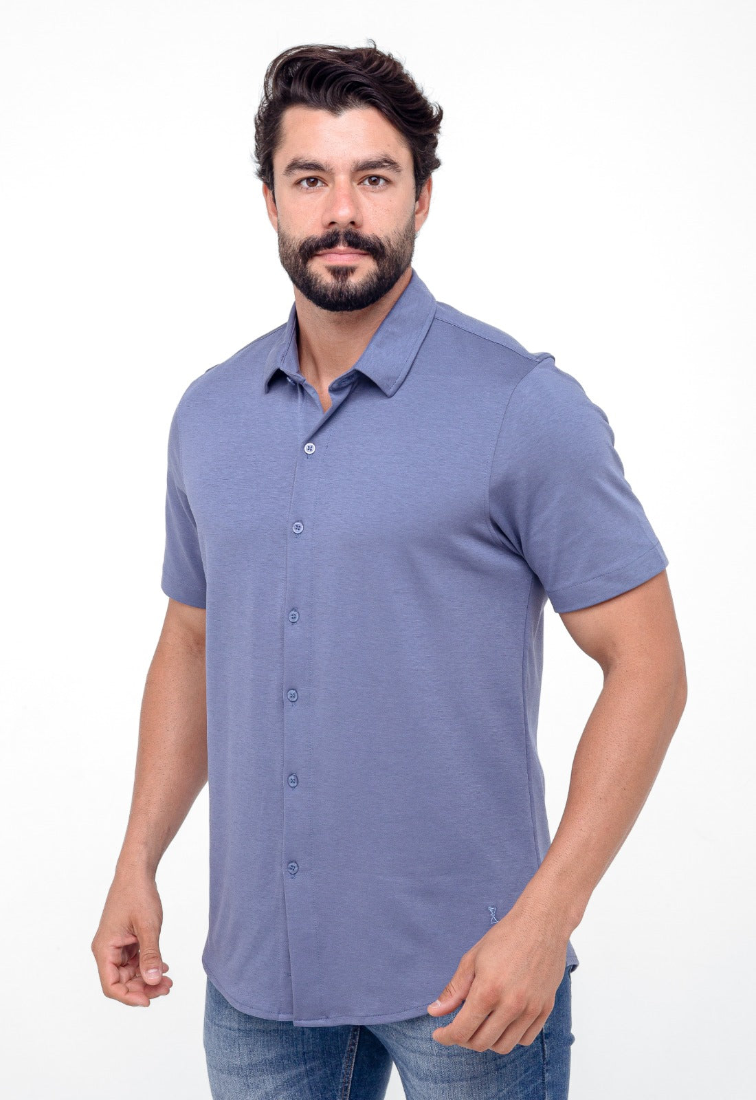 Camisa Zeus M/C Mykonos Dolomita - Azul Indico