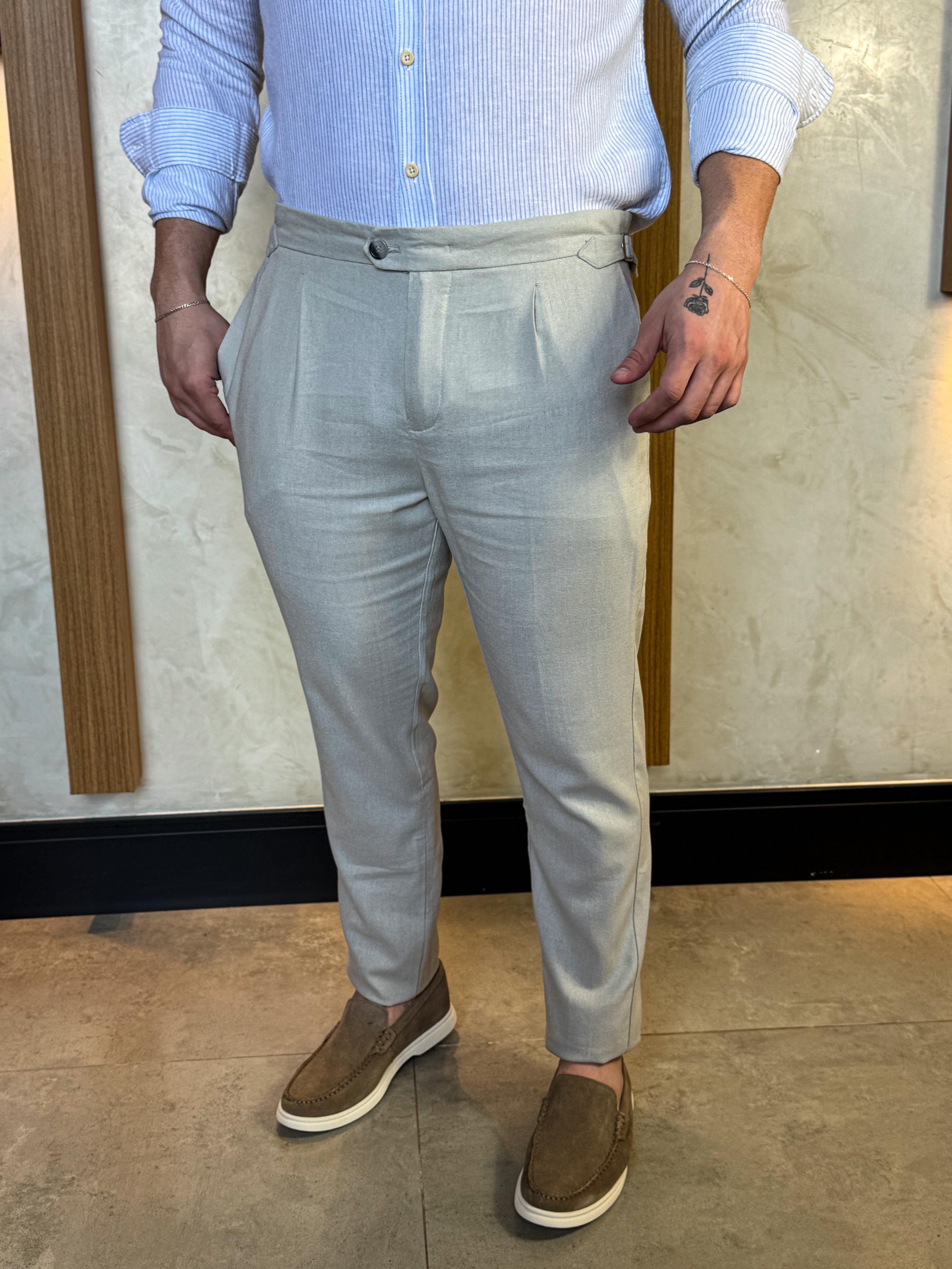 Calça Linho Cartagena Zeus - Cinza.
