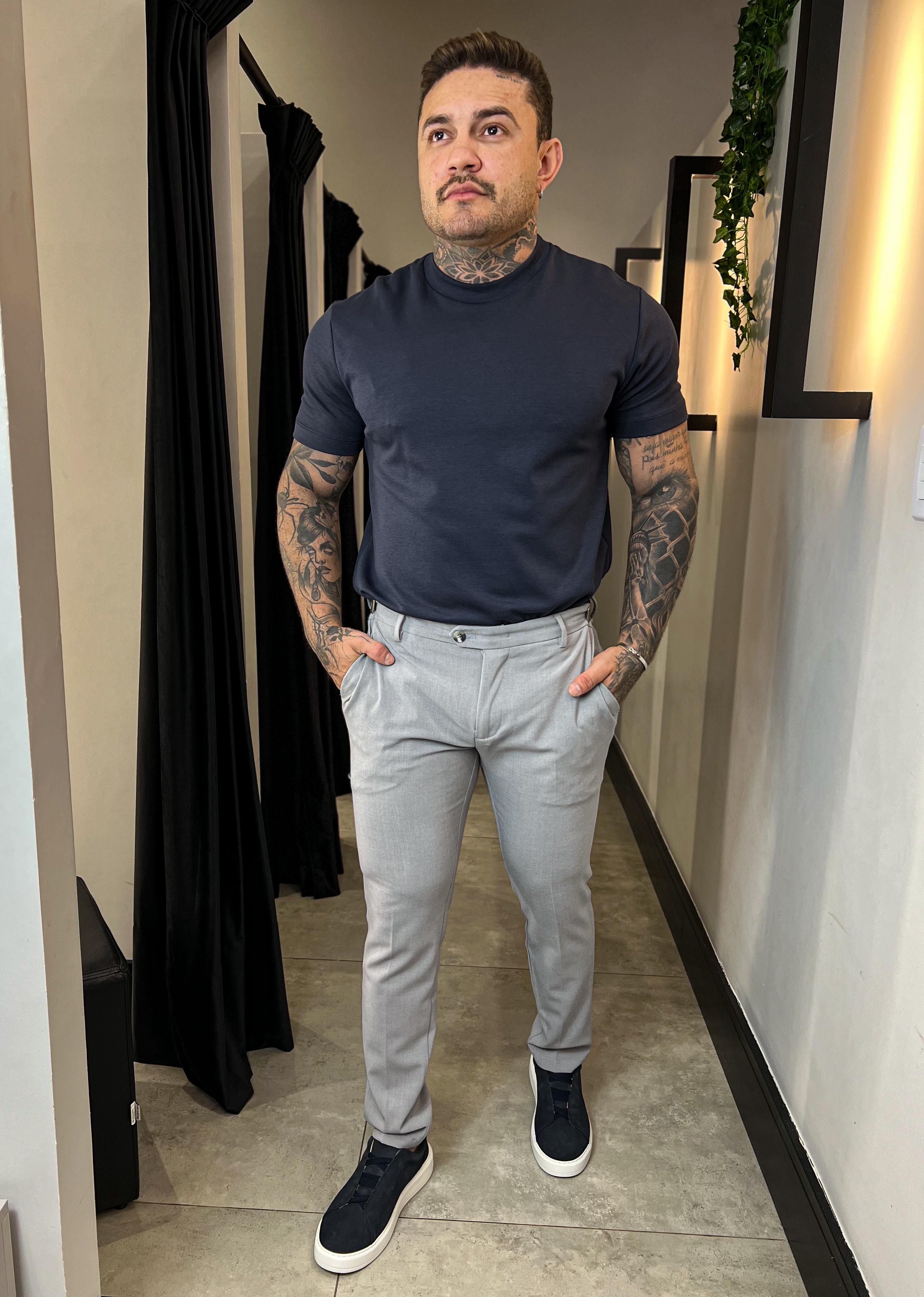 Calça Alfaiataria Atenas Slim Zeus - Cinza