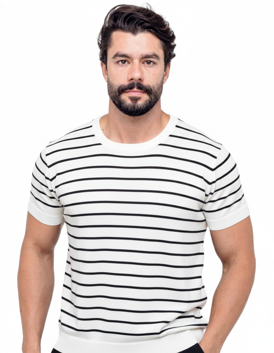 Camiseta Listras Louvre - Branco