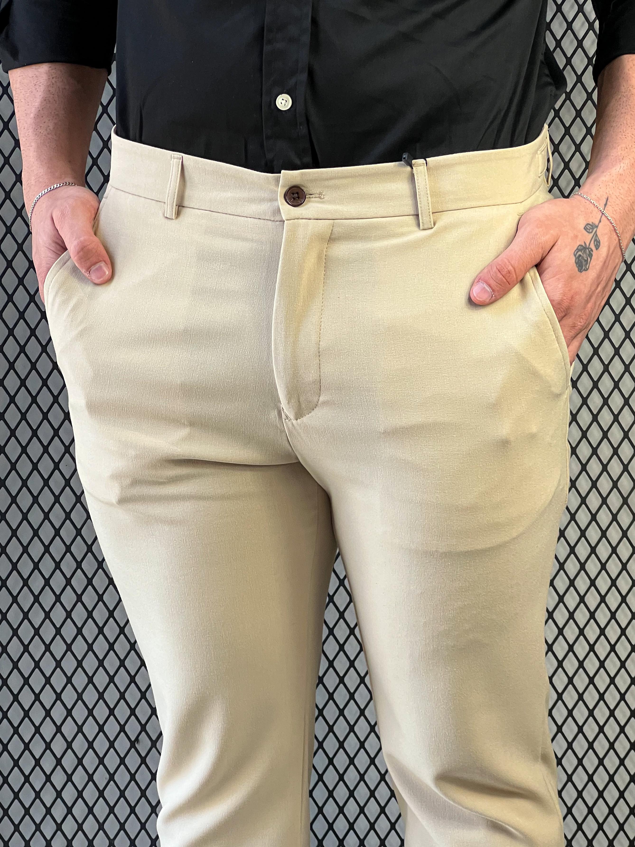 Calça Alfaiataria Slim C/Ajuste No Cós Zeus - Areia