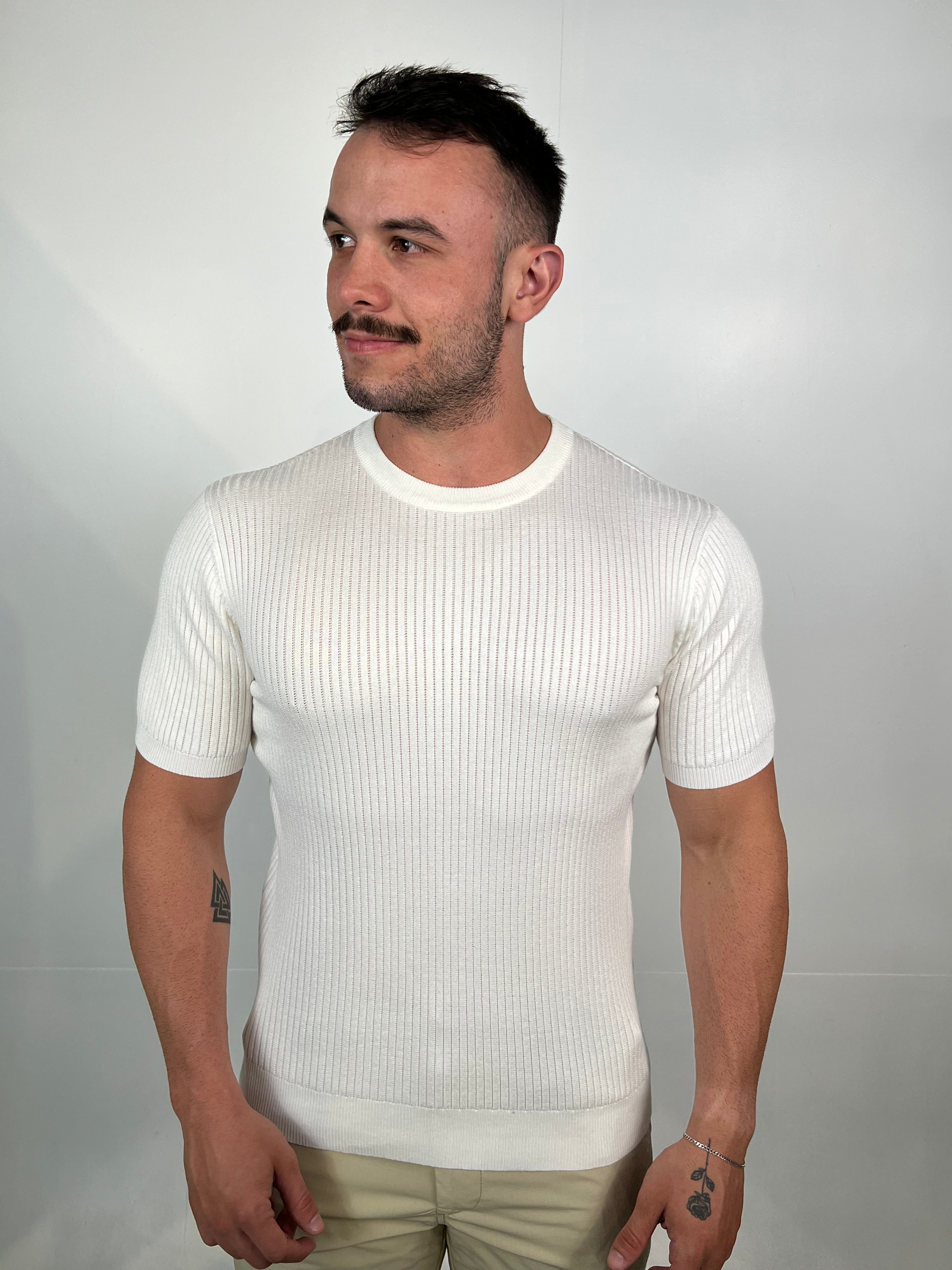 Camiseta Tricot Canelada Zeus - Branco