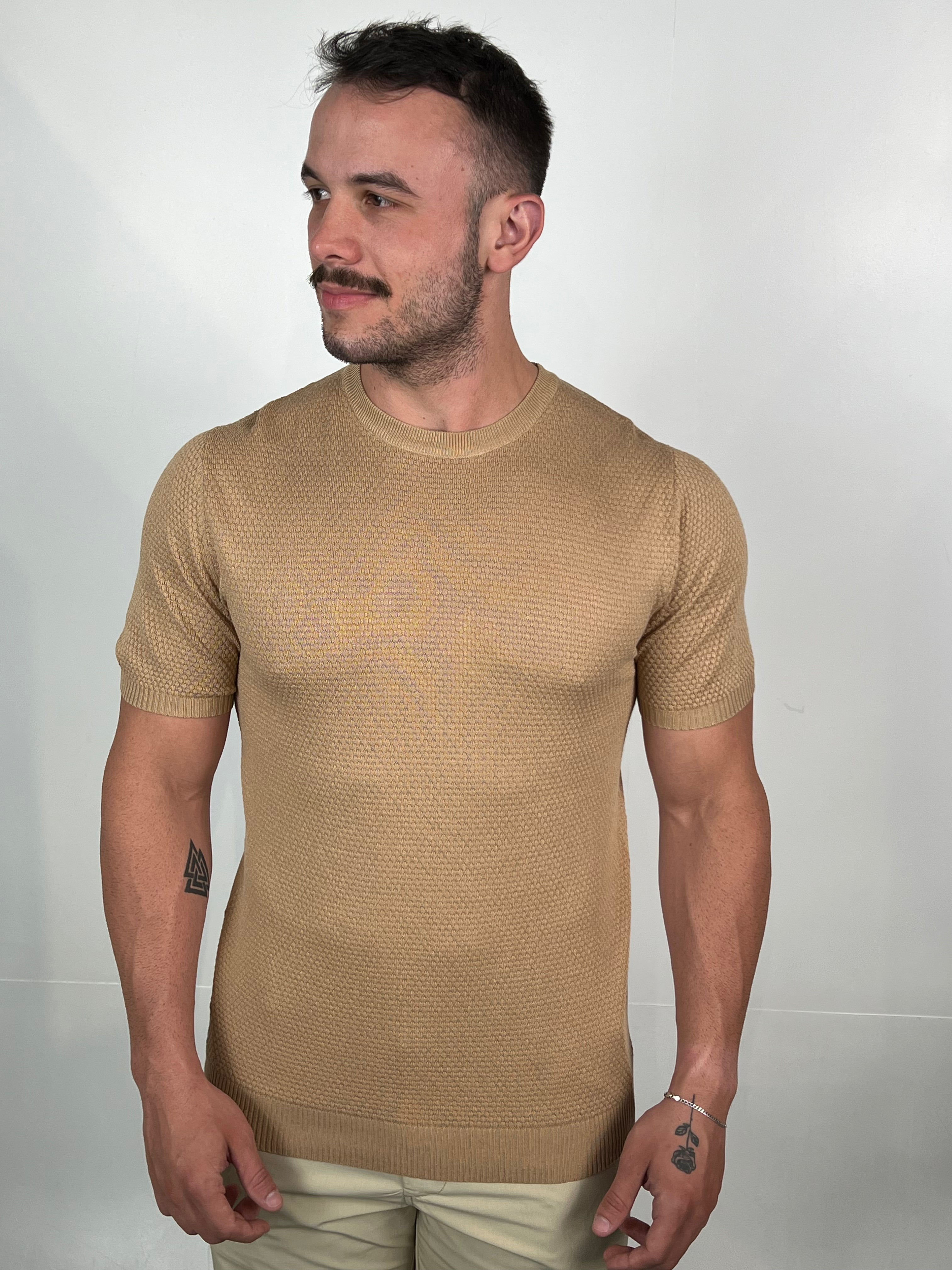 Camiseta Tricot e Textura Zeus - Caqui
