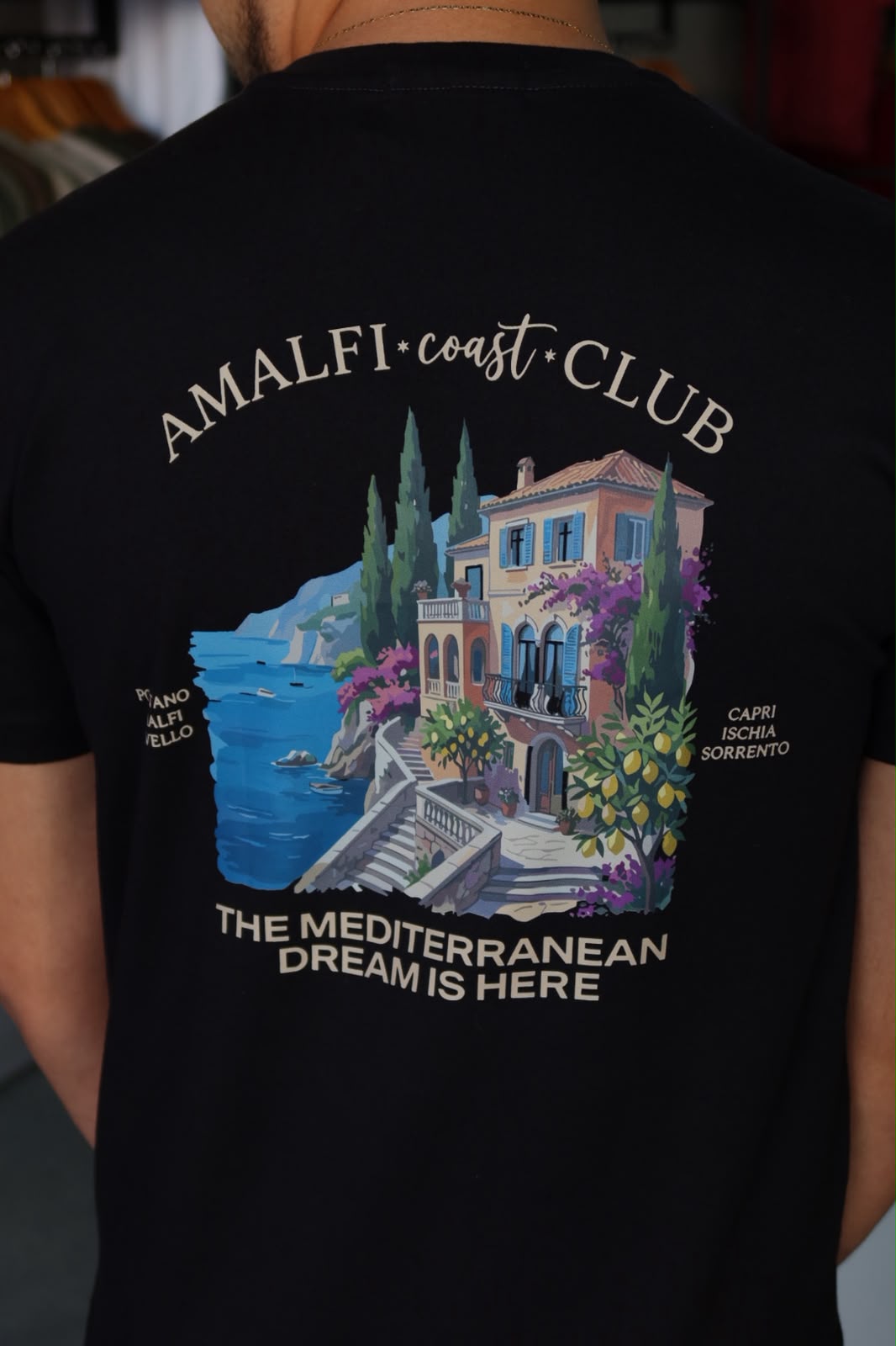 Camiseta estampada Zeus Verão Itália - Preto