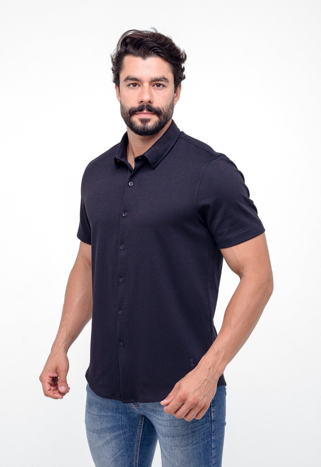 Camisa Zeus M/C Mykonos Dolomita - Preto