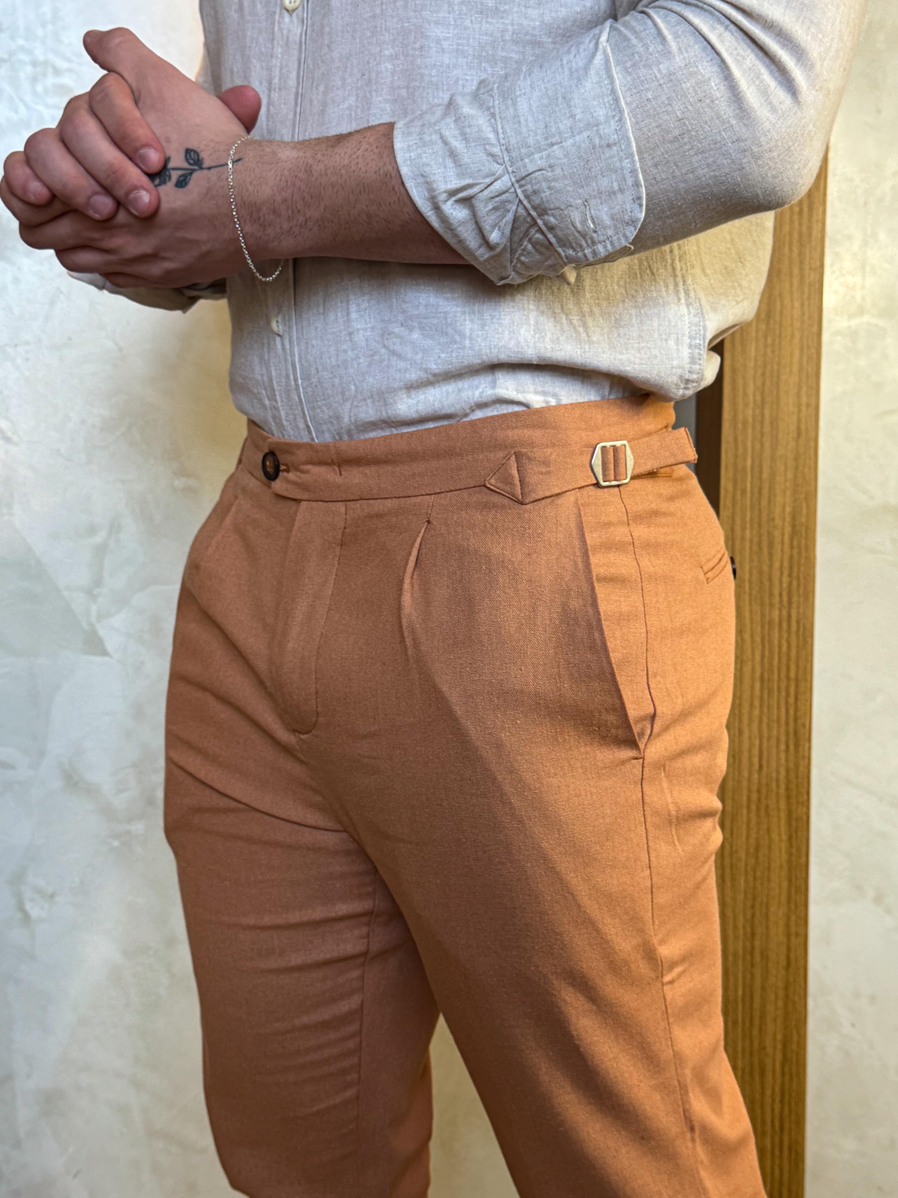 Calça Linho Cartagena Zeus - Terracota.