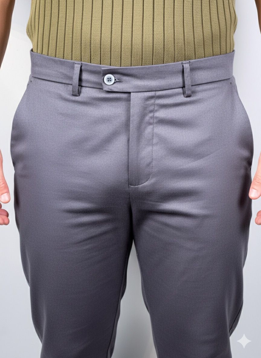 Calça Sarja Zeus Harbin Cetim - Cinza Chumbo
