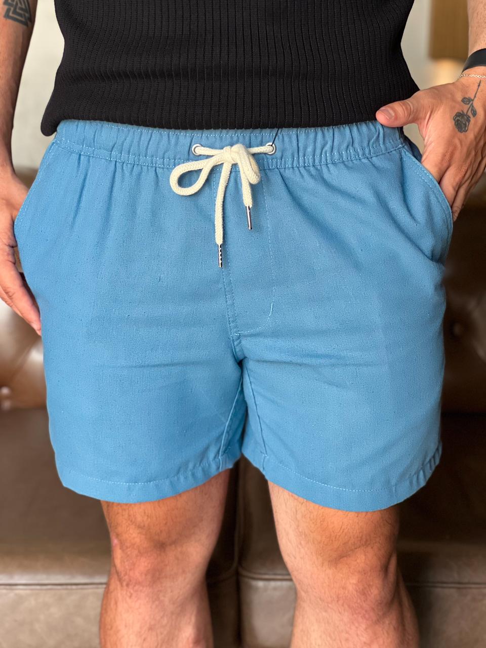 Short Linho Zeus - Azul Bêbe