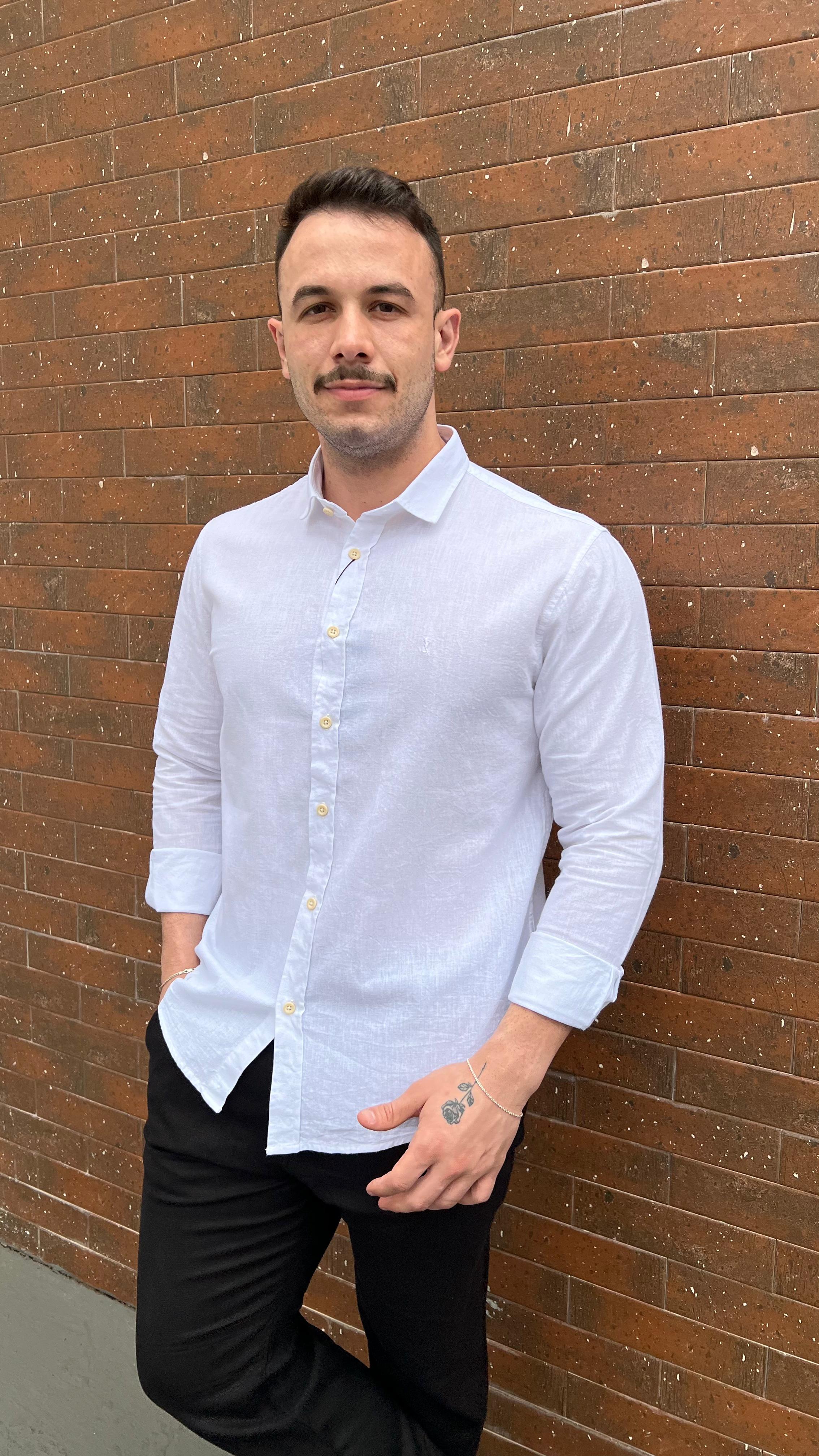Camisa Social Zeus M/L Linho - Branco