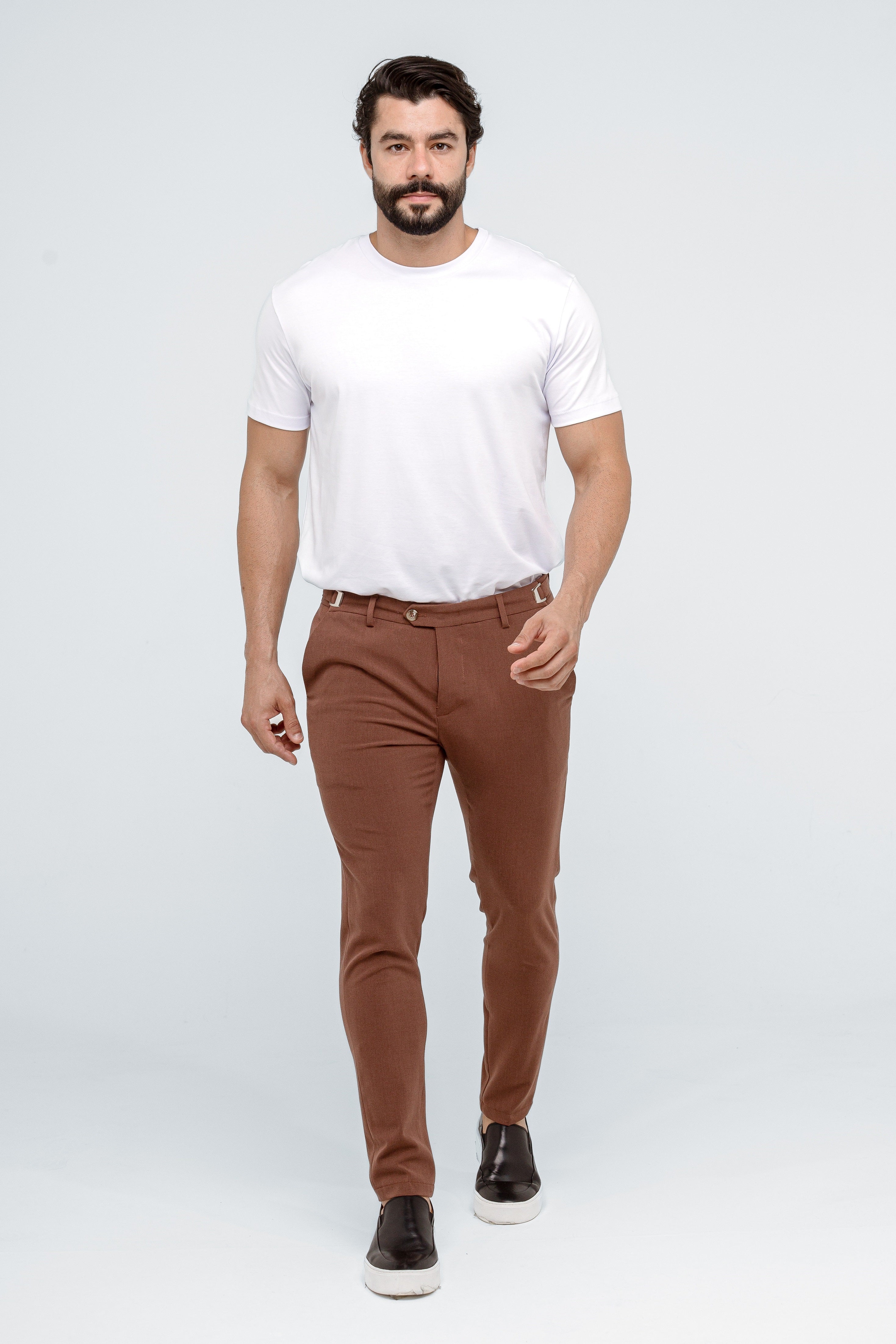 Calça Alfaiataria Atenas Slim Zeus - Marrom