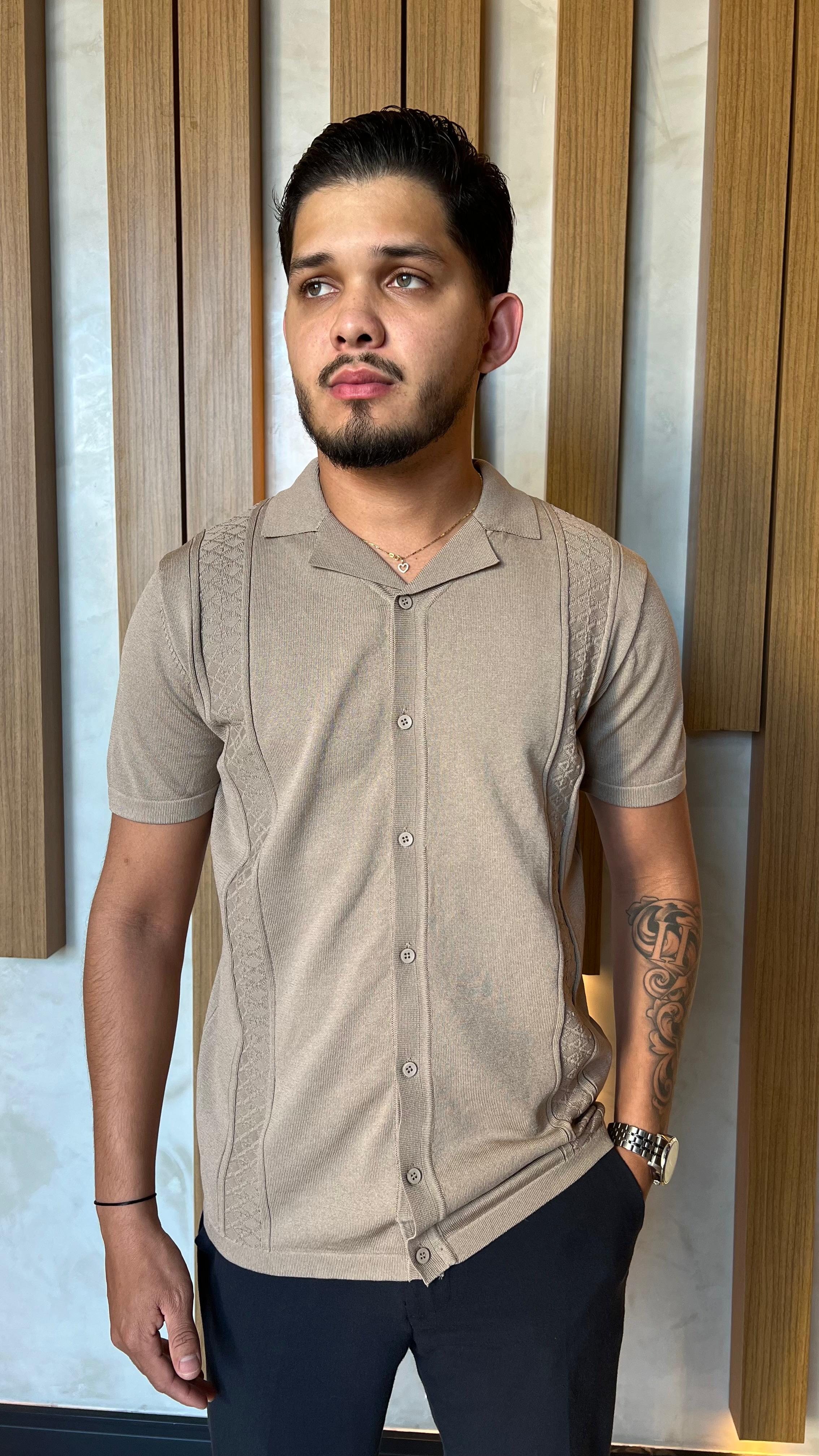 Camisa Zeus M/C Tricot Ciao  - Bege