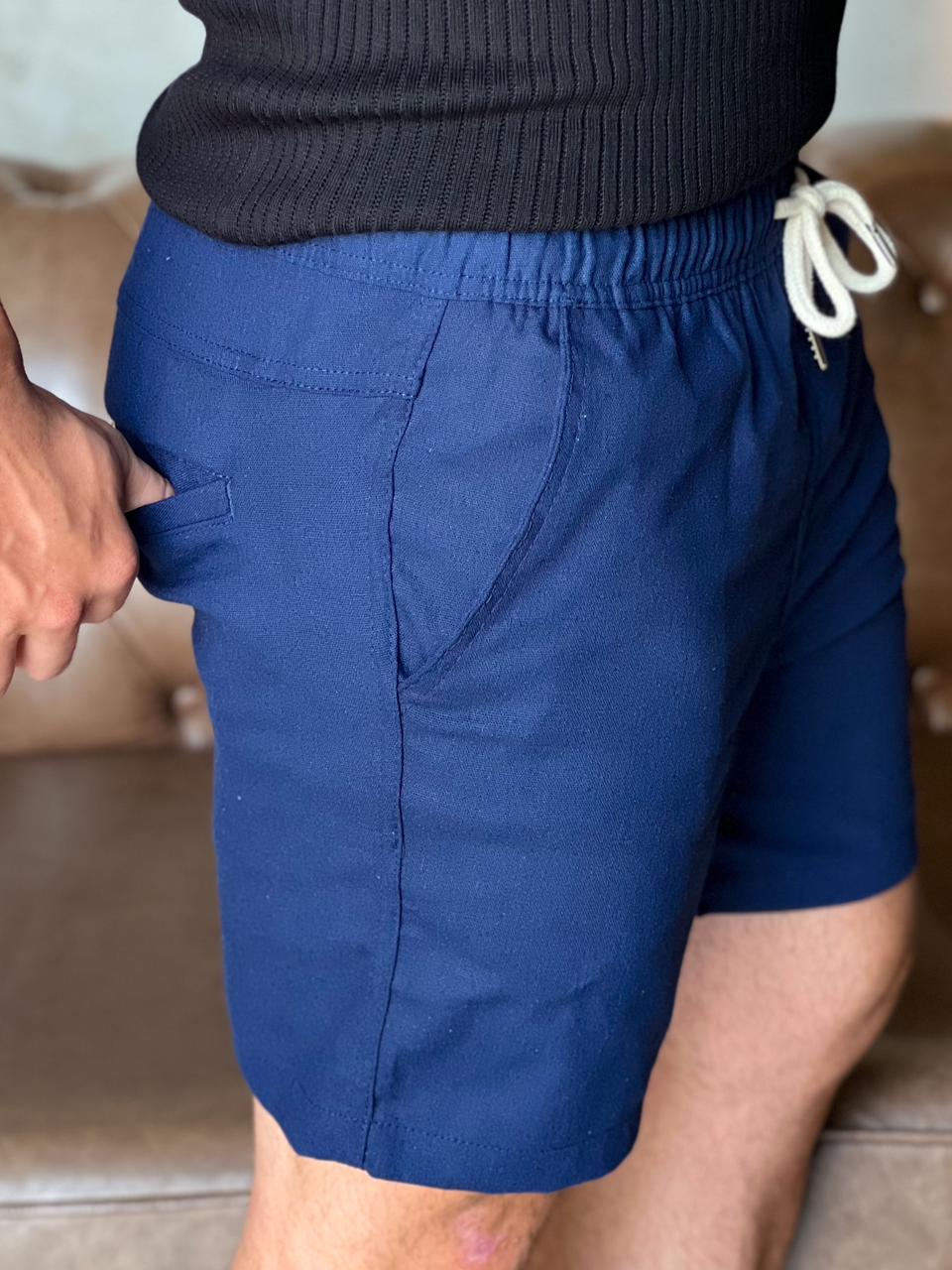 Short Linho Zeus - Azul Marinho