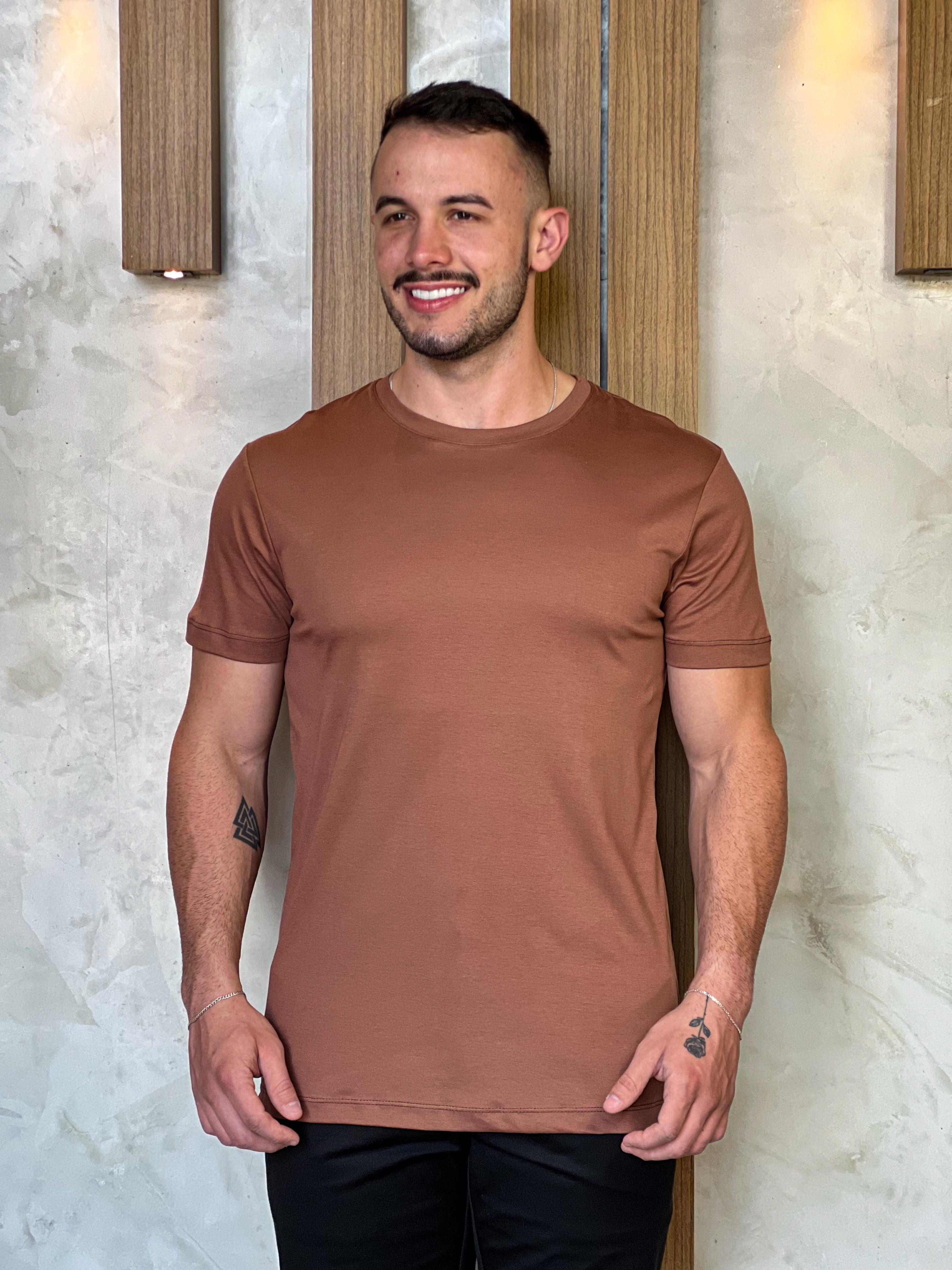 Camiseta Interlock Pima Zeus - Marrom
