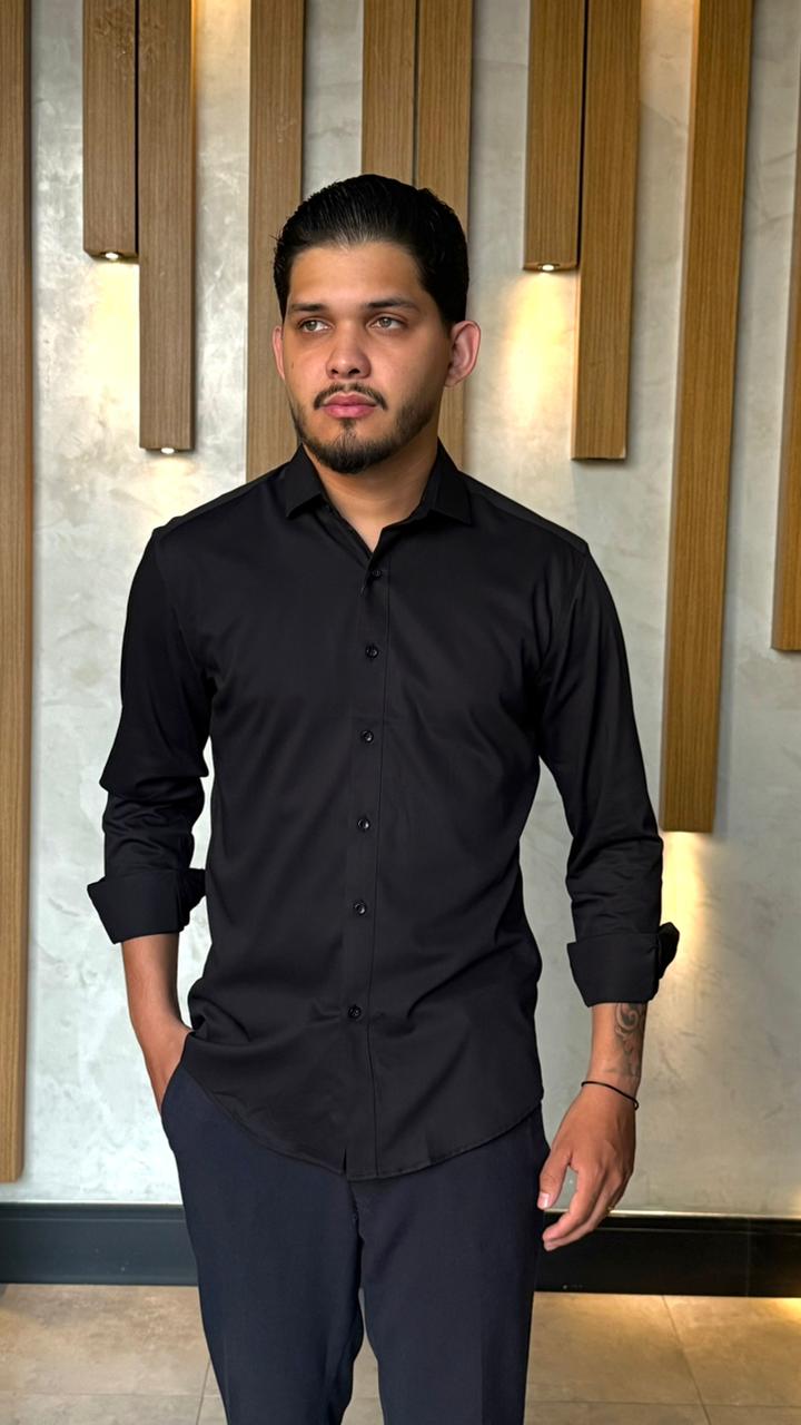 Camisa Social V M/L Fibra De Bambu - Preto